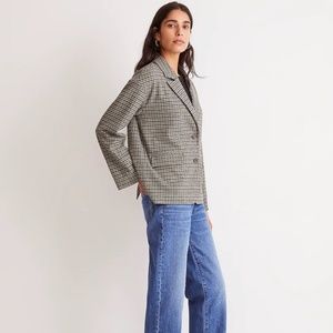 NWT Madewell by J.Crew Oversized Knit Blazer in Houndstooth Size M
